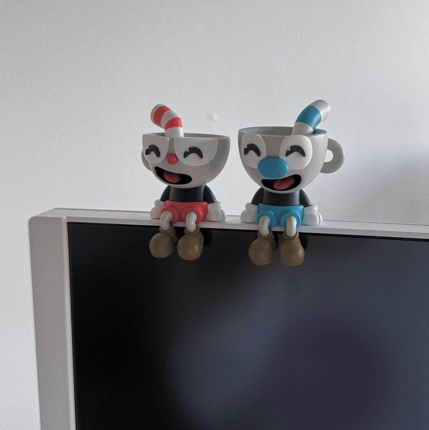 imageYoutooz Cuphead and Mugman Monitor Buddies Desktop Accessories for Gamers 25 Display Desk Dcor