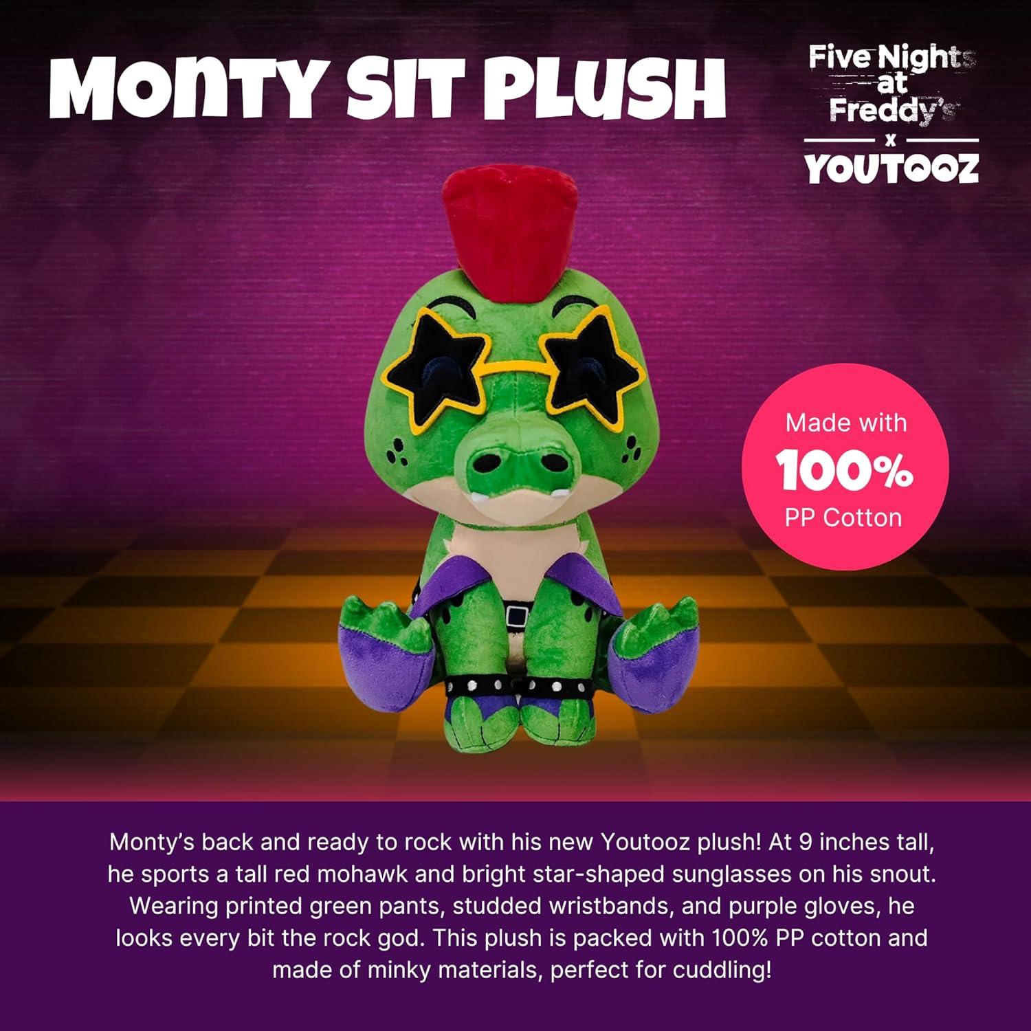 imageYoutooz FNAF Glamrock Monty Sitting 9 Inch Plushie Collectible Monty from Five Nights at Freddys FNAF Plush Collection