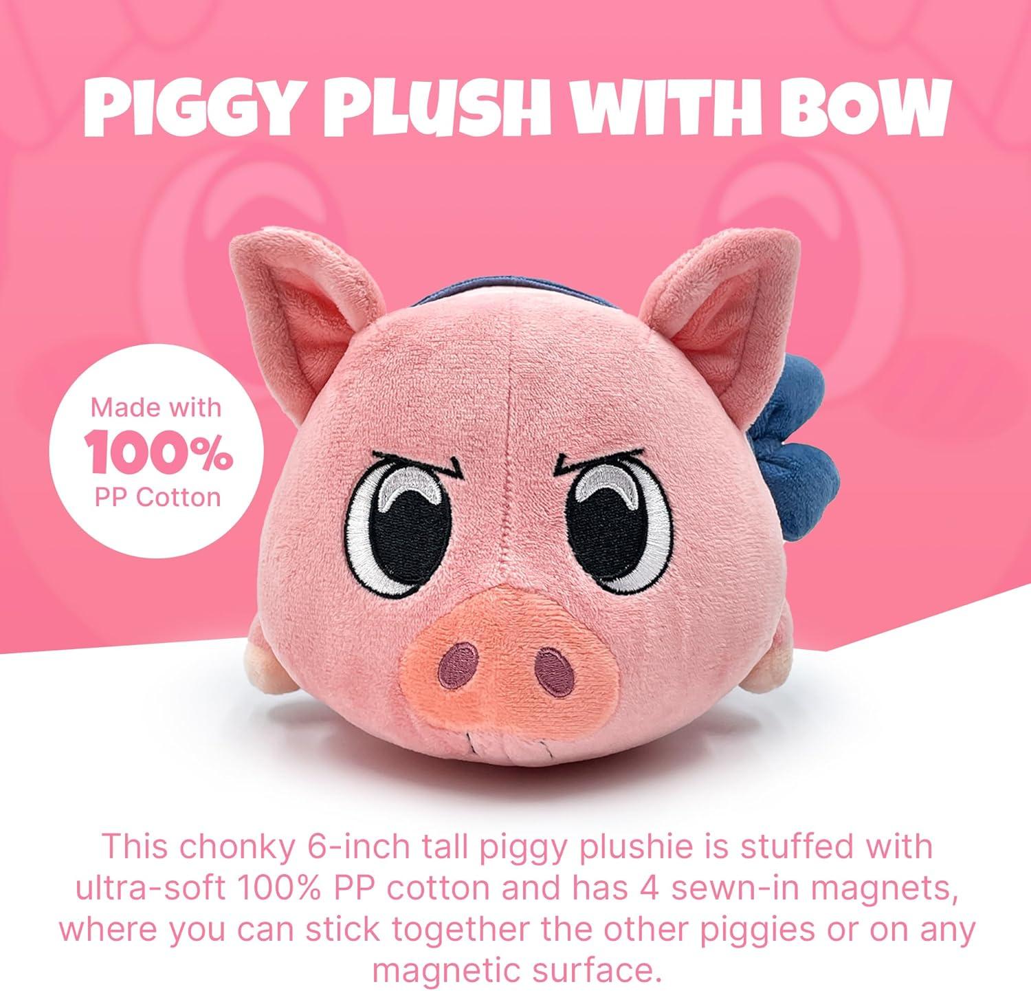 imageYoutooz Piggy Plush Bow Stickie 6 inch Super Soft Magnetic Plush Piggy Made from 100 PPCotton Collection